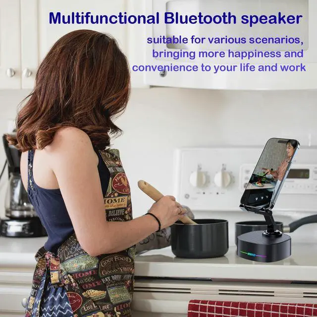 Alt view image 9 of 12 - Bluetooth Speaker with Wireless Charging and Cell Phone Stand,Best Speaker Stand for iPhone/iPad/Samsung Galaxy,HD Surround Sound Perfect for Home and Outdoors,Creative Gift (Black)