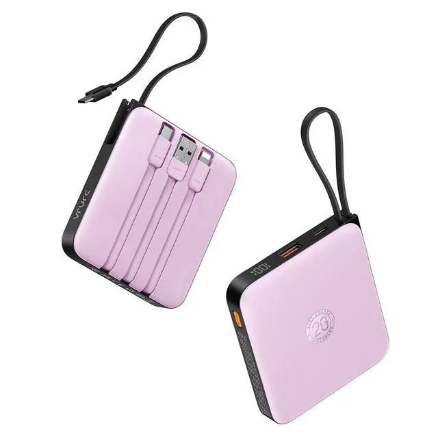 Alt view image 8 of 14 - Portable Charger with Built-in Cable, 10000mAh Power Bank, 22.5W/PD20W Fast Charging USB C Battery Pack for iPhone 16 15 14 Samsung Galaxy S25 S24 S23 S22 Android Airpods, Purple(1 Pack)