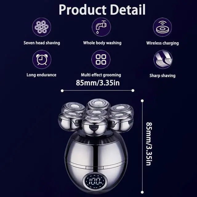 Alt view image 10 of 12 - Upgrade 7 Heads Mens 5-in-1 Electric Head Shaver for Bald Men,Multifunctional Electric Razor for MenCordless Rechargeable Travel Groomin Hair Trimmer Kits