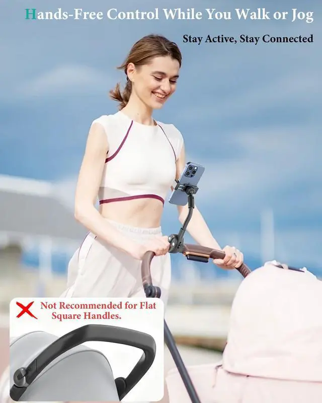 Alt view image 13 of 14 - Phone Holder, Gooseneck Cell Phone Mount for Baby Stroller, Shopping Cart, Bicycle, Pilates Reformer, Handlebar Clamp Mount for iPhone 16 Pro Max/14/13/12, Galaxy S24, 47" Smartphone