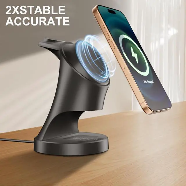 Alt view image 11 of 14 - 3 in 1 Wireless Charging Station for Apple Devices,Magsafe Charger for IPhone17 16 15 14 13 12 Pro/Max/Plus/Mini Wireless Charger Station for AirPods 2/3/4/Pro iWatch Ultra11/10/9/8/7/SE/6/5/4/3/2