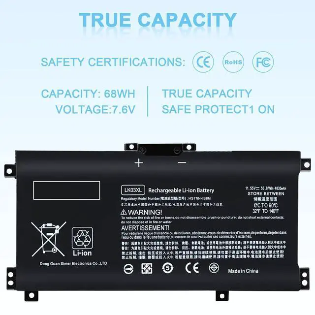 Alt view image 10 of 14 - LK03XL Battery Compatible with HP Envy X360 Convertible Notebook 15m-cn0xxx 15m-cn0012dx 17m-ae0xx 15m-bp 17-ae1xx 15-bq2xx 17t-ce 15m-cn0011dx 15m-bp112dx LKO3XL 916814-855 L09281-855