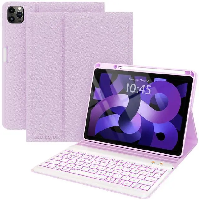 Alt view image 8 of 14 - Keyboard case for ipad Air 11 inch(M2 2024)/10.9 Inch Air 5th 4th Generation & iPad Pro 11 inch (1st/2nd/3rd/4th Gen)-Backlit Detachable Keyboard, Folio cover with upper easily Pencil Holder-(Purple)