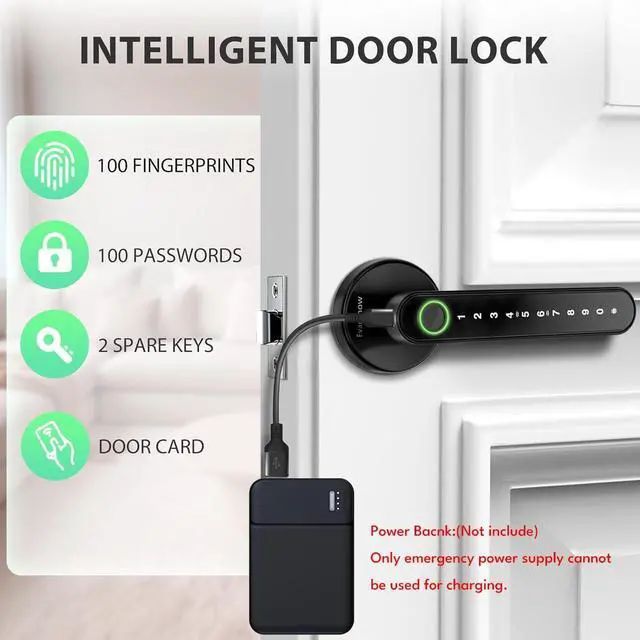 Alt view image 12 of 14 - Fingerprint Door Lock Biometric Door Knob with Keypad Keyless Entry, Door Locks for Bedrooms, Home Hotel Office Apartment