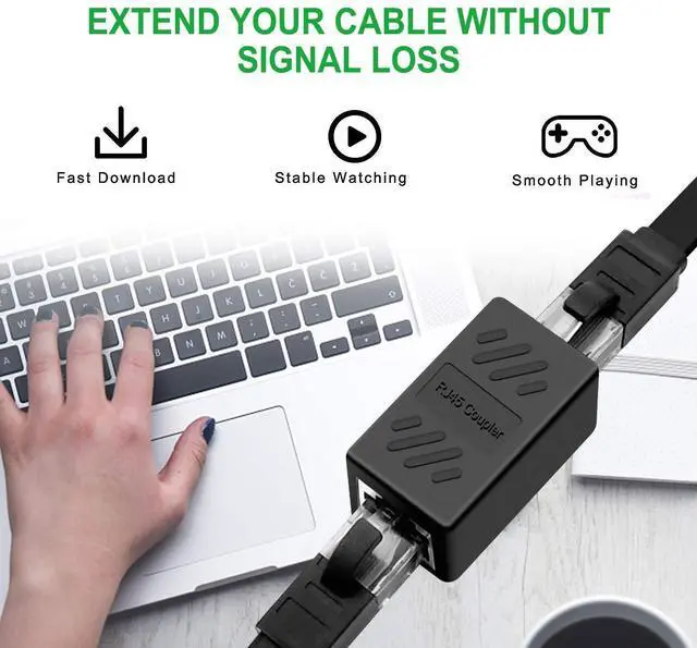 Alt view image 13 of 14 - RJ45 Coupler, Ethernet Connectors, Hielded in-Line Coupler for Cat7/Cat6/Cat5e/Cat5 Ethernet Cable Extender Connector - Female to Female (Black-30 Pack)