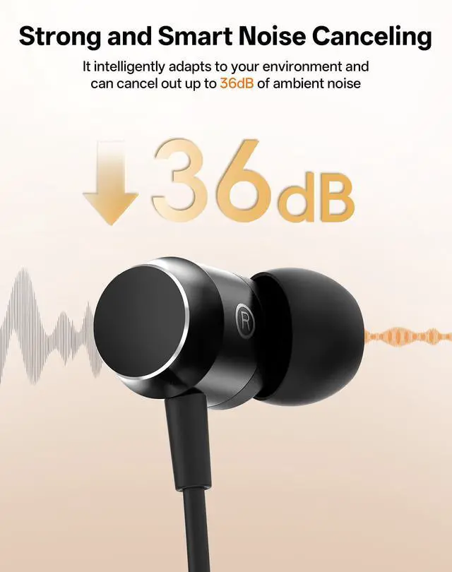 Alt view image 11 of 14 - Neckband Bluetooth Headphones, Wireless Bluetooth 6.0 Earbuds with Microphone, Comfortably Light, Deep Bass Earphones 35H Playtime, IPX5 Waterproof, Magnetic Headset for Workout (Black)