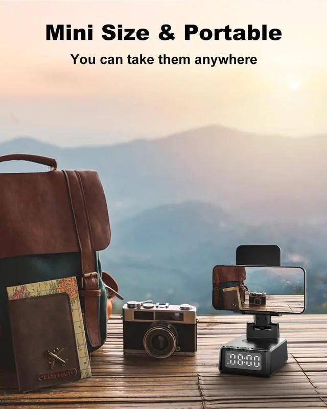 Alt view image 14 of 14 - Birthday Gifts for Men Women,Cell Phone Stand with Wireless Bluetooth Speaker,Wireless Phone Charger Stand Alarm Clock for iPhone,Holiday Gifts for Men Women Dad Mom Husband Teen Cool Tech Gadgets