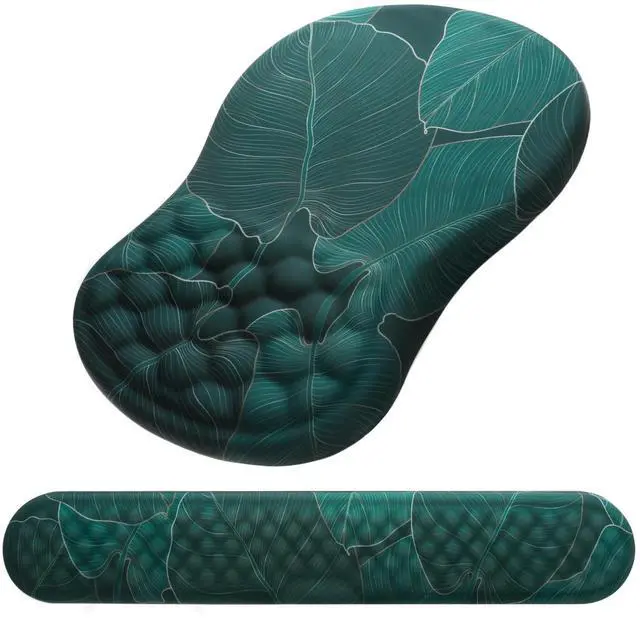 Alt view image 8 of 14 - Mouse Pad Wrist Support, 2 in1 Keyboard Wrist Rest+ Ergonomic Mouse Pad, Non-Slip Wrist Rest for Computer Keyboard, Made Easy Typing & Relieve Wrist PainBanana Leaf Green