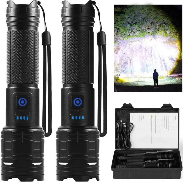 Alt view image 8 of 14 - Rechargeable Flashlights 90,000 High Lumen, 2 Pack Super Bright LED Flashlight with 5 Modes, High Powered Flash Light for Home, Camping, Outdoor
