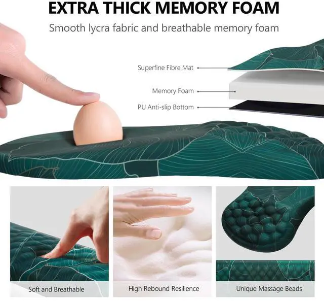 Alt view image 10 of 14 - Mouse Pad Wrist Support, 2 in1 Keyboard Wrist Rest+ Ergonomic Mouse Pad, Non-Slip Wrist Rest for Computer Keyboard, Made Easy Typing & Relieve Wrist PainBanana Leaf Green