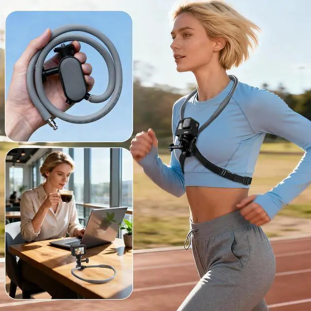Alt view image 10 of 12 - Camera Phone Chest Neck Mount Holder for Video Recording iPhone Samsung 4-7 Inch Phones AKASO/Go Pro/Insta360X5/DJI360 (Cameras Mount)