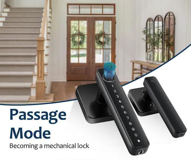 Alt view image 13 of 14 - 4-in-1 Smart Fingerprint Door Knob Lock - No App Required, Door Locks for Bedrooms & Offices, Finger Print Door Knobs with Keypad & Code