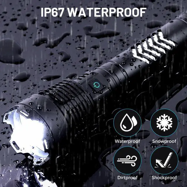 Alt view image 12 of 14 - Rechargeable LED Flashlights 3600,000 High Lumens, Super Bright Flashlight with Input and Output Functions, Tactical Flashlight for Camping Home Emergencies (Large, Piece, 1)