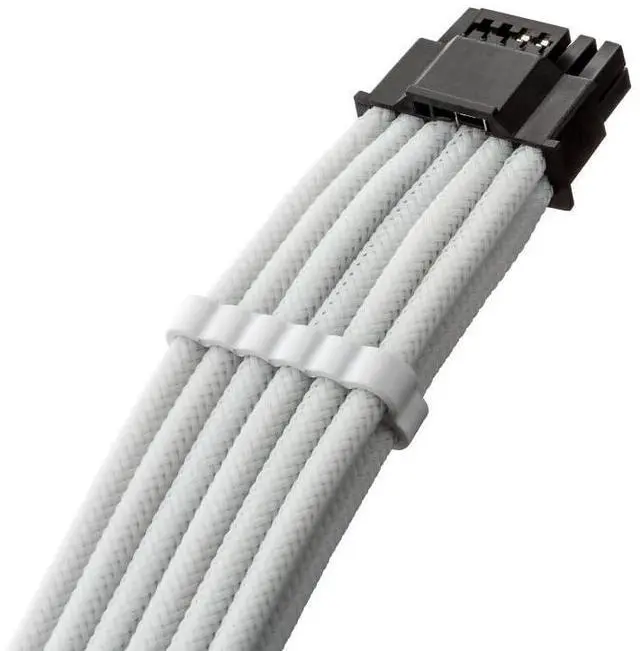 Alt view image 7 of 10 - Universal Pro ModMesh Sleeved 12V-2x6 12VHPWR 90° StealthSense Direct PCIe Cable (Variant B, White)