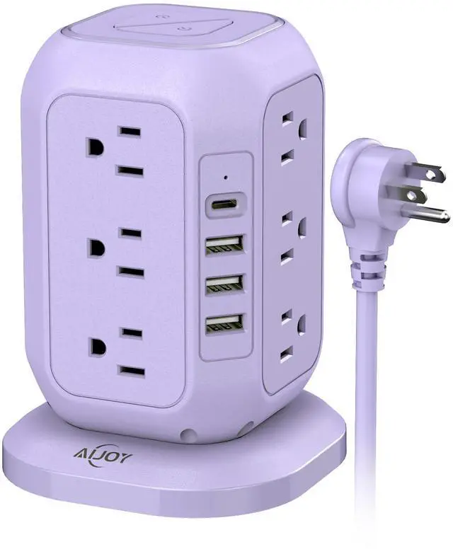 Alt view image 7 of 12 - USB C Power Strip Tower, Surge Protector with 12 AC Outlet and 4 USB Ports, 10 FT Extension Cord, 1200J Power Strip Surge Protector, USB Charging Station, Office Supplies, Dorm Essentials, Woman