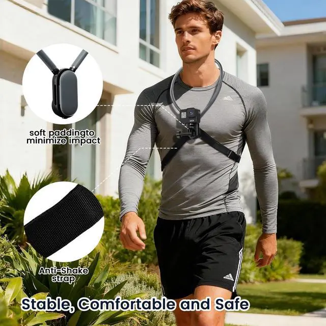 Alt view image 8 of 12 - Camera Phone Chest Neck Mount Holder for Video Recording iPhone Samsung 4-7 Inch Phones AKASO/Go Pro/Insta360X5/DJI360 (Cameras Mount)