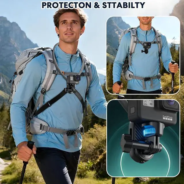 Alt view image 9 of 12 - Camera Phone Chest Neck Mount Holder for Video Recording iPhone Samsung 4-7 Inch Phones AKASO/Go Pro/Insta360X5/DJI360 (Cameras Mount)