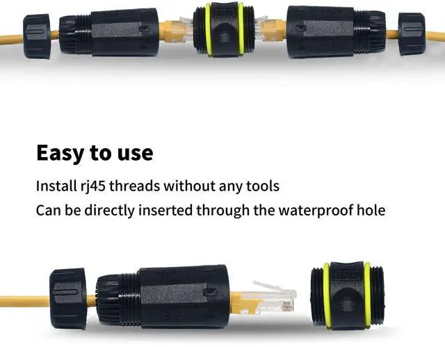 Alt view image 14 of 14 - IP68 Waterproof Cat7 RJ45 Coupler, 10GB Shielded Pure Copper Ethernet Connector for Starlink/Cat5/Cat6/Cat6A/Cat7/Cat8 Cable (2 PCS Female)