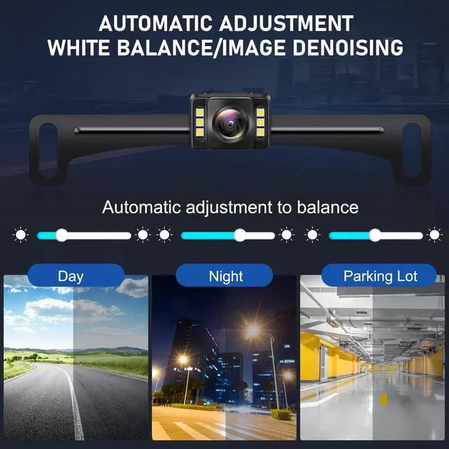 Alt view image 10 of 14 - Backup Camera Rear View Camera AHD 1080P Night Vision Reverse Camera, License Plate Backup Camera with 6 LED Lights,170 Degree Wide View Angle, IP69K Waterproof, for 12-24V Pickup Car Truck RV SUV