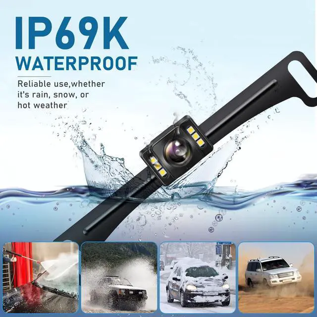 Alt view image 11 of 14 - Backup Camera Rear View Camera AHD 1080P Night Vision Reverse Camera, License Plate Backup Camera with 6 LED Lights,170 Degree Wide View Angle, IP69K Waterproof, for 12-24V Pickup Car Truck RV SUV