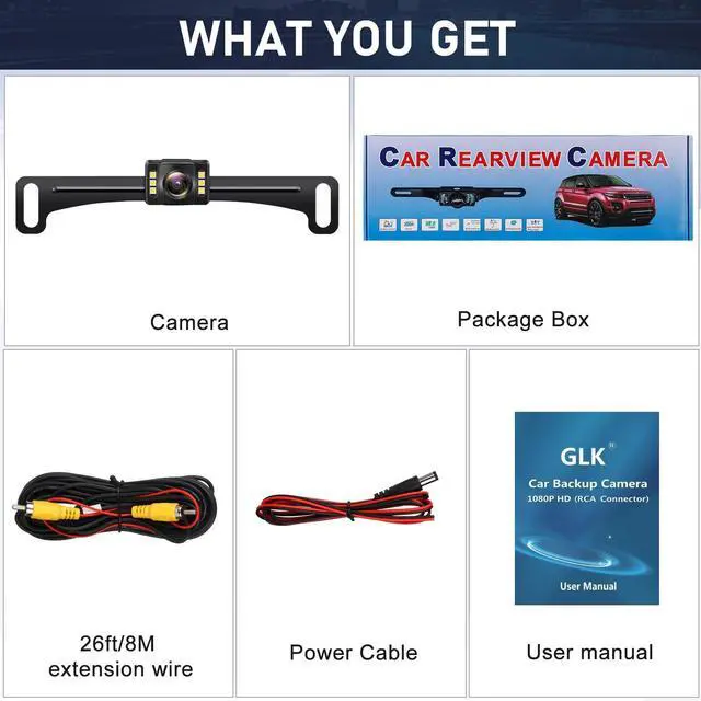 Alt view image 14 of 14 - Backup Camera Rear View Camera AHD 1080P Night Vision Reverse Camera, License Plate Backup Camera with 6 LED Lights,170 Degree Wide View Angle, IP69K Waterproof, for 12-24V Pickup Car Truck RV SUV