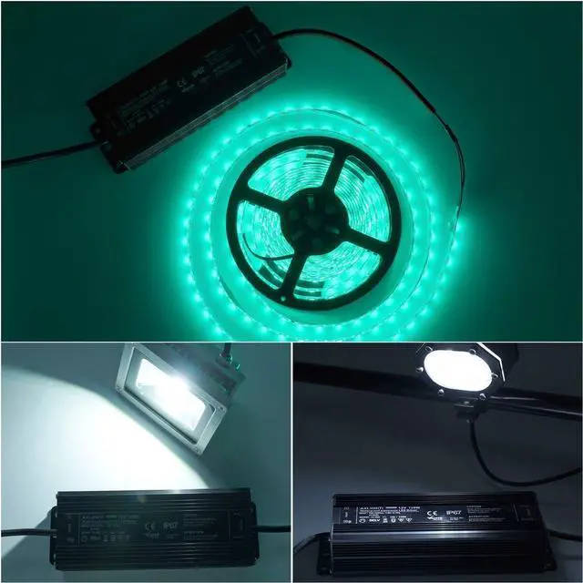 Alt view image 12 of 14 - LED Driver 120W 12V DC Low Voltage Output, Waterproof IP67 LED Power Supply,LED Transformer with 3-Prong Plug 3.3 Feet Cable for LED Light, Computer Project, Outdoor Light