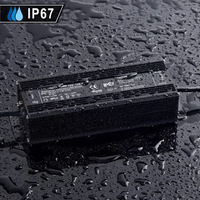 Alt view image 13 of 14 - LED Driver 120W 12V DC Low Voltage Output, Waterproof IP67 LED Power Supply,LED Transformer with 3-Prong Plug 3.3 Feet Cable for LED Light, Computer Project, Outdoor Light