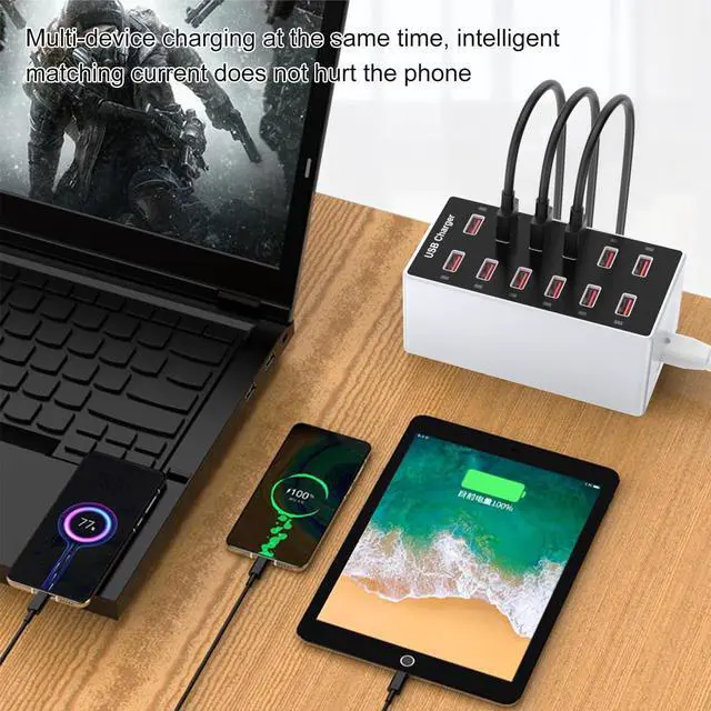 Alt view image 11 of 14 - Cell Phone Wall Charger USB Charging Station for Multi 12 Ports Power Strip Charging Hub Smart Plug Charge Block Desk Device Dock for iPhone 15/14/13/iPad iPod Galaxy Watches Android Phones