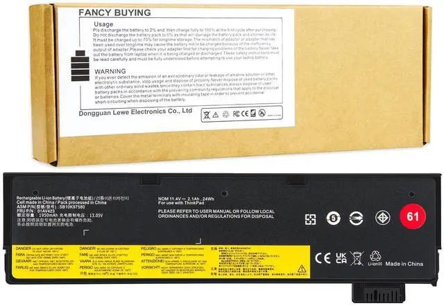 Alt view image 8 of 14 - 01AV423 01AV452 Laptop Battery Replacement for Lenovo ThinkPad T570 T580 T470 T480 P51S P52S TP25 A475 A485 01AV422 01AV424 01AV490 4X50M08810 SB10K97579 SB10K97580 SB10K97597 SB10K97581 - 11.4V 24Wh