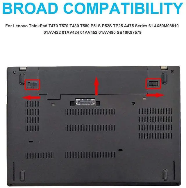 Alt view image 13 of 14 - 01AV423 01AV452 Laptop Battery Replacement for Lenovo ThinkPad T570 T580 T470 T480 P51S P52S TP25 A475 A485 01AV422 01AV424 01AV490 4X50M08810 SB10K97579 SB10K97580 SB10K97597 SB10K97581 - 11.4V 24Wh