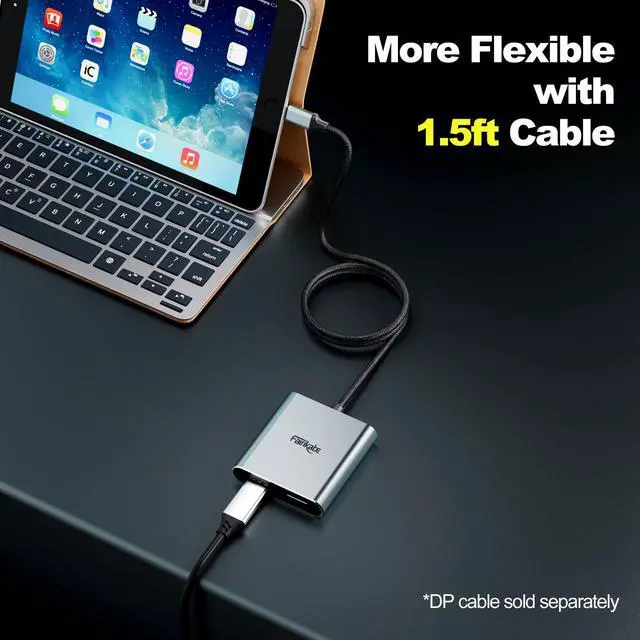 Alt view image 11 of 14 - USB C to Dual DisplayPort MST Hub Splitter, Dual 4K 60Hz USB Type C to 2X DisplayPort 1.2 Adapter for Windows Laptop PC, Compatible with Thunderbolt 3