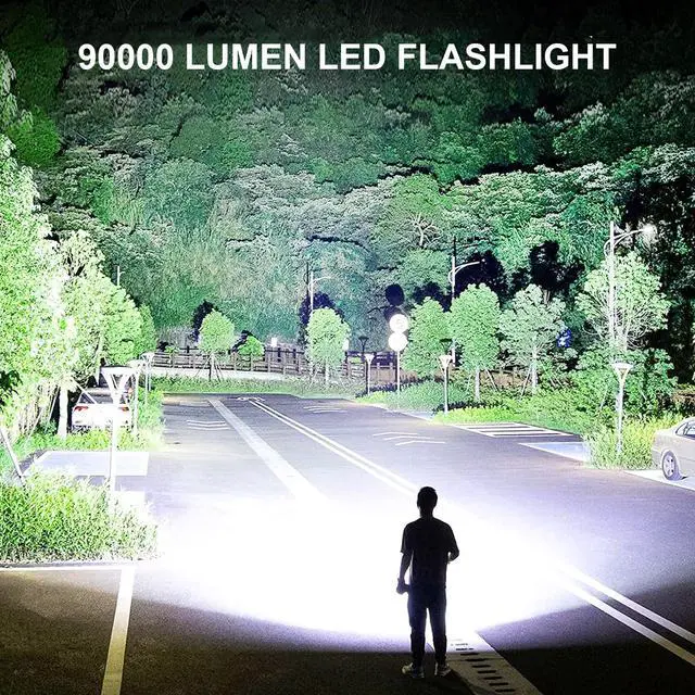 Alt view image 9 of 14 - Rechargeable LED Flashlights High Lumens, 90,000 Lumens Super Bright Flashlight with 5 Modes & Waterproof, Powerful Handheld Flashlight for Camping Emergencies