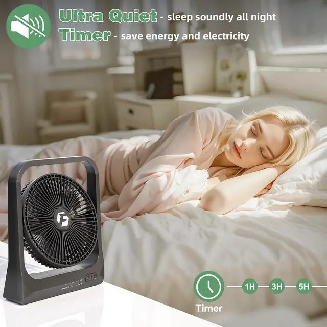 Alt view image 9 of 11 - 8-inch USB Portable Fan - 20800mAh Rechargeable Battery Operated Fan (80Hrs work time) - Personal Desk Fans - Battery Powered Fans use for Bedroom, Desktop, Table, Office, Camping, and Outdoor