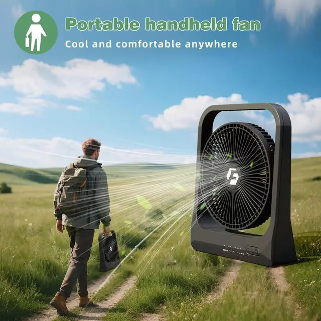 Alt view image 11 of 11 - 8-inch USB Portable Fan - 20800mAh Rechargeable Battery Operated Fan (80Hrs work time) - Personal Desk Fans - Battery Powered Fans use for Bedroom, Desktop, Table, Office, Camping, and Outdoor