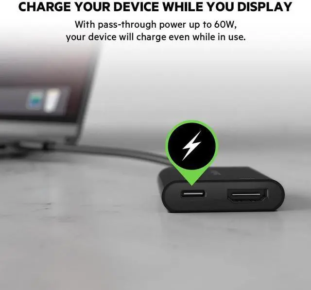 Alt view image 8 of 12 - USB C to HDMI Adapter + USBC Charging Port to Charge While You Display, Supports 4K UHD Video, Passthrough Power up to 60W for Connected Devices, Compatible with MacBook, iPad, Windows