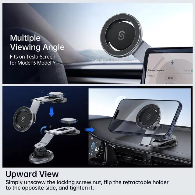 Alt view image 9 of 14 - Fits MagSafe Car Mount for Universal Dashboard,Tesla Screen, Magnetic Phone Holder for Car, Foldable Aluminum Alloy Arm,Super Stable Car Mount for iPhone 17 Pro Max 16 15 14 13 12&All Phones