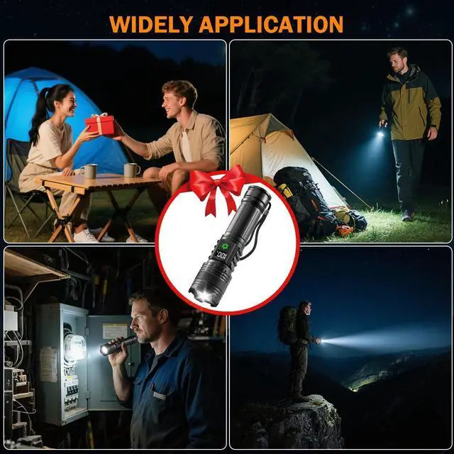 Alt view image 14 of 14 - 3Pack Rechargeable Flashlights High Lumens 9900FL, LED Flashlight Rechargeable with LCD Digital Display, 5Modes Adjustable Flash Light, Super Bright Flashlight Powerful, Tactical Flashlights for Home