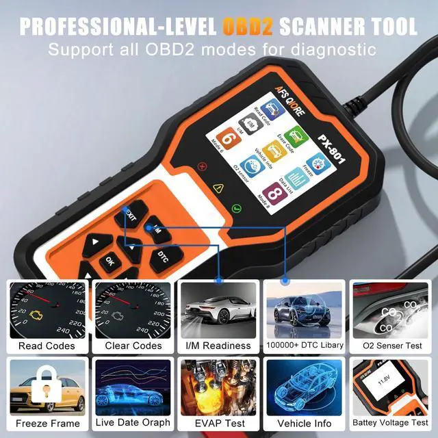 Alt view image 9 of 12 - OBD2 Scanner Check Engine Light Car Code Reader Clear Error Codes ABS SRS SAS Etc Full Vehicle System Diagnostics Tool Compatible with Toyota Honda Ford