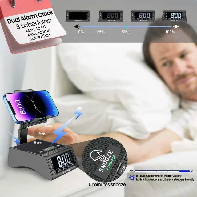 Alt view image 10 of 14 - Gifts for Men Women,Cell Phone Stand with Wireless Bluetooth Speaker,Adjustable Cool Tech Kitchen Gadgets,Unique Birthday Gift Idea for Him, Husband, BoyfriendBlack
