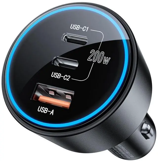 Alt view image 8 of 14 - USB C Car Charger Fast Charging 200W, Dual PD 100W Type C Car Charger, PD3.0/QC4.0/PPS Cigarette Lighter Adapter for iPhone 16/15/14/13/12, Galaxy S22/S21 Ultra, MacBook, Laptop etc