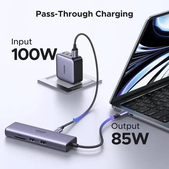 Alt view image 11 of 14 - Revodok 7 in 1 USB C Hub Gigabit Ethernet Adapter 4K@60Hz HDMI, 100W PD Charging, USB A Data Ports, SD/TF Card Reader Compatible with Mac M1, M2, M3, iPad, iPhone 15 Pro/Pro Max, Steam Deck