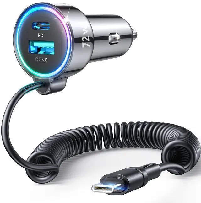 Alt view image 8 of 14 - 72W Car Charger USB C for iPhone 17/16, 36W Super Fast Charging Type C Coiled Cable for iPhone 17/16 Pro Max Plus/Samsung S25/S24/S23/Pixel 10 Car Phone Charger Adapter for Pixel/Android, iPad Pro