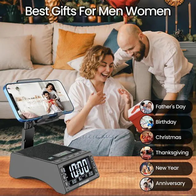 Alt view image 13 of 14 - Gifts for Men Women,Cell Phone Stand with Wireless Bluetooth Speaker,Adjustable Cool Tech Kitchen Gadgets,Unique Birthday Gift Idea for Him, Husband, BoyfriendBlack