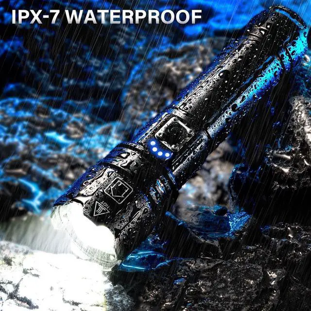 Alt view image 14 of 14 - Rechargeable LED Flashlight 99000 High Lumens, Super Bright Flashlights with Zoomable & USB C Rechargeable & 5 Light Mode & IPX-7 Waterproof, Powerful Flash Light for Home, Hiking, Camping