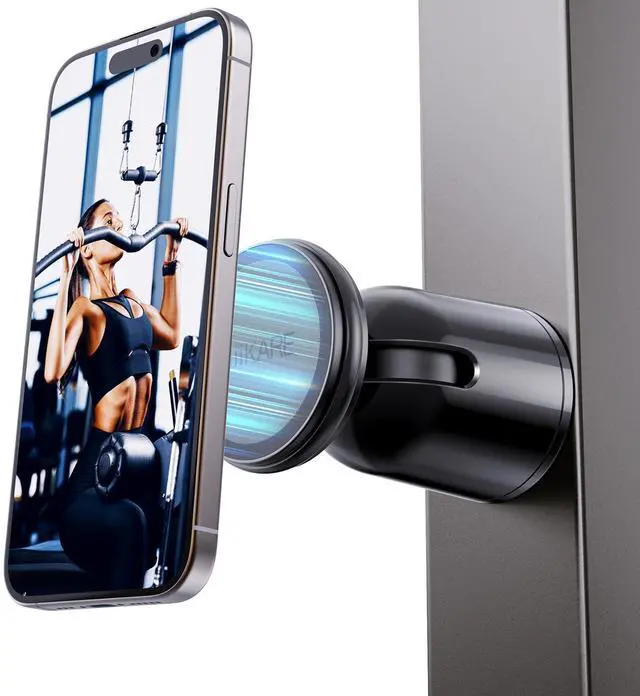 Alt view image 8 of 13 - Dual Magnetic Phone Holder for Magsafe, Strong Magnets Gym Phone Holder Mount, 360 Rotation Adjustable, Hands Free Cell Phone Holder Compatible iPhone 17 Pro Max 16 15 14 13, Magsafe Black
