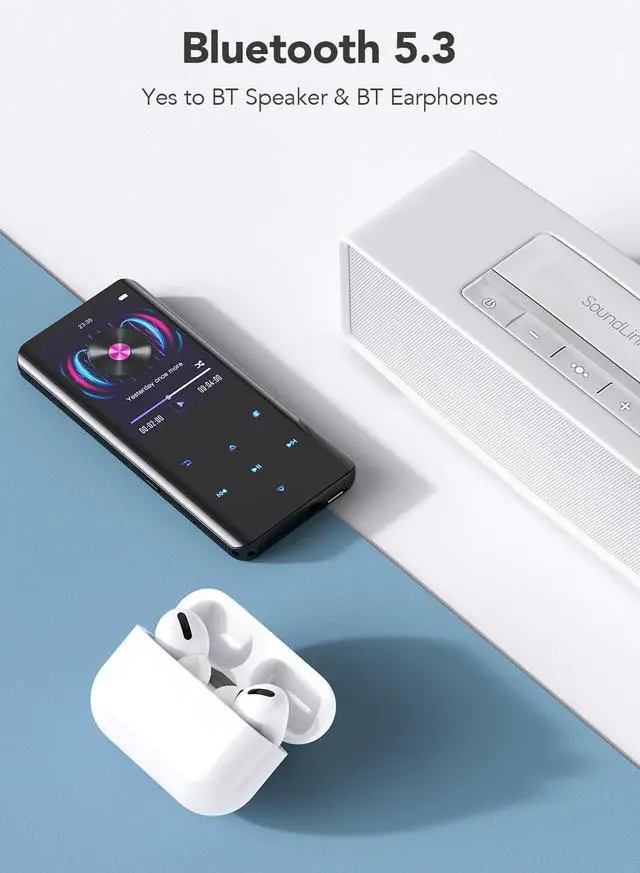 Alt view image 10 of 14 - 64GB MP3 Player with Bluetooth 5.3, A19PL 2.4" Curved Screen Portable Music Player with Speaker Lossless Sound with FM Radio, Voice Recorder, Supports up to 128GB, Black