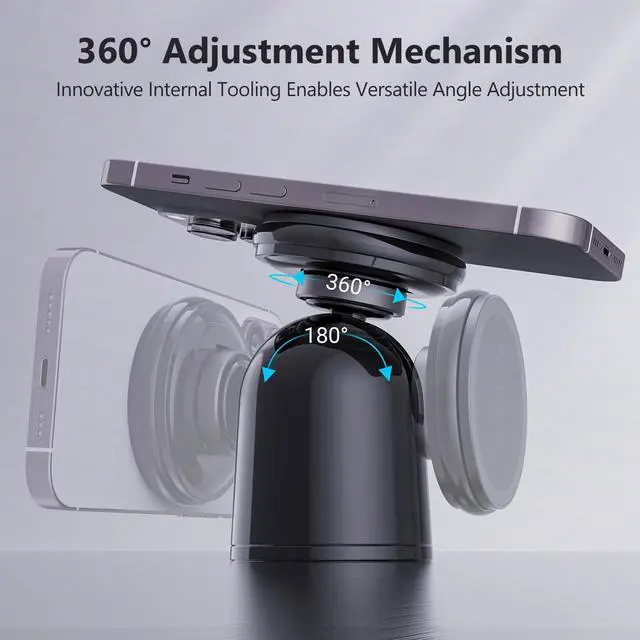 Alt view image 12 of 13 - Dual Magnetic Phone Holder for Magsafe, Strong Magnets Gym Phone Holder Mount, 360 Rotation Adjustable, Hands Free Cell Phone Holder Compatible iPhone 17 Pro Max 16 15 14 13, Magsafe Black