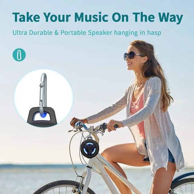Alt view image 10 of 14 - Bluetooth Shower Speaker, Portable Bluetooth Speakers, IP67 Waterproof Wireless Speaker with LED Light, Floating, 2000mAh, True Wireless Stereo for Kayak, Beach, Gifts for unisex -Black