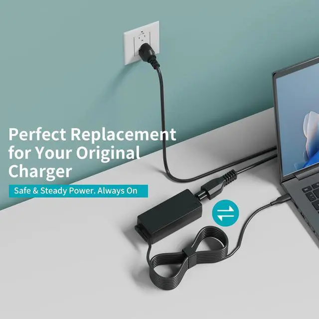 Alt view image 10 of 14 - USB-C Laptop Charger for Lenovo ThinkPad, Yoga, ThinkBook & Chromebook, Laptop Charger Type C AC Adapter with Power Cord, Chromebook Charger USB-C 65W/45W