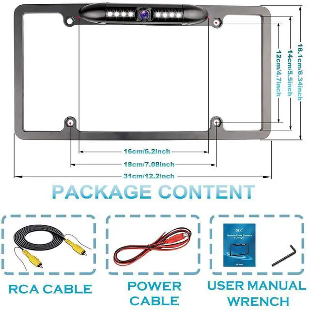 Alt view image 14 of 14 - License Plate Backup Camera HD Night Vision Rear View Camera with 8 LEDs 170° Viewing Angle Waterproof Backup Rear Camera for Cars
